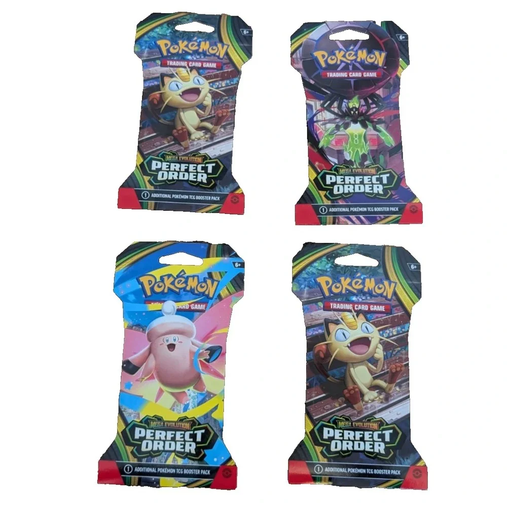 (Lot of 4) Pokemon Mega Evolution Perfect Order Sleeved Booster Pack Sealed New